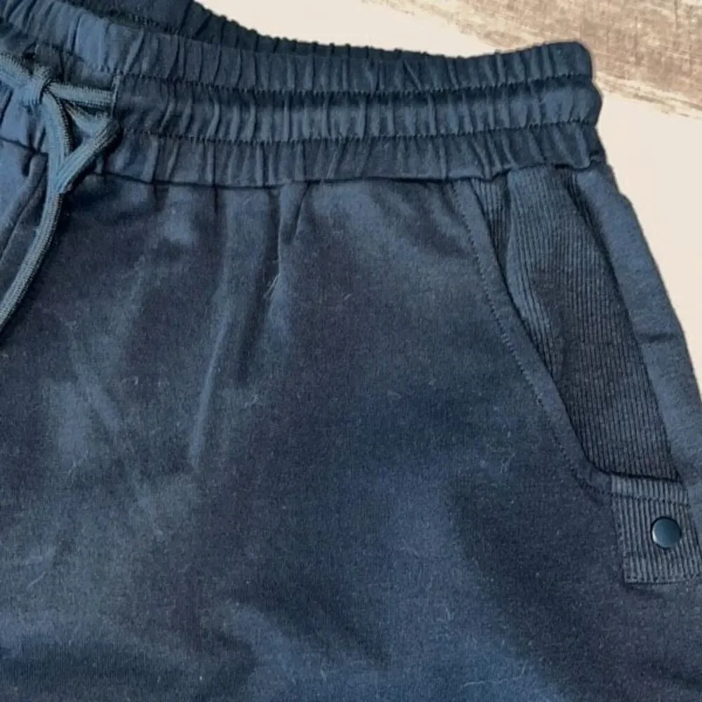 Another Love Womens Drawstring Cotton Blend High‎ Waist Shorts Black Medium NWT